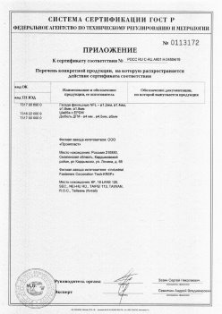 2019.11.16 Урюпинск - Приложение к сертификату Изделия крепежные из металла, торговая марка Tech-KREP. Серийный выпуск